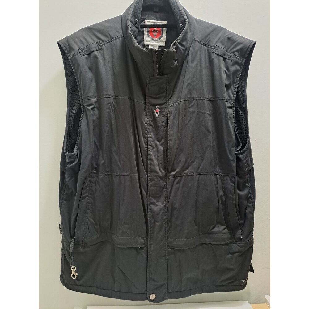 Scottevest Tec Classic Travel Vest Mens XL Black Full Zip Utility Lightweight
